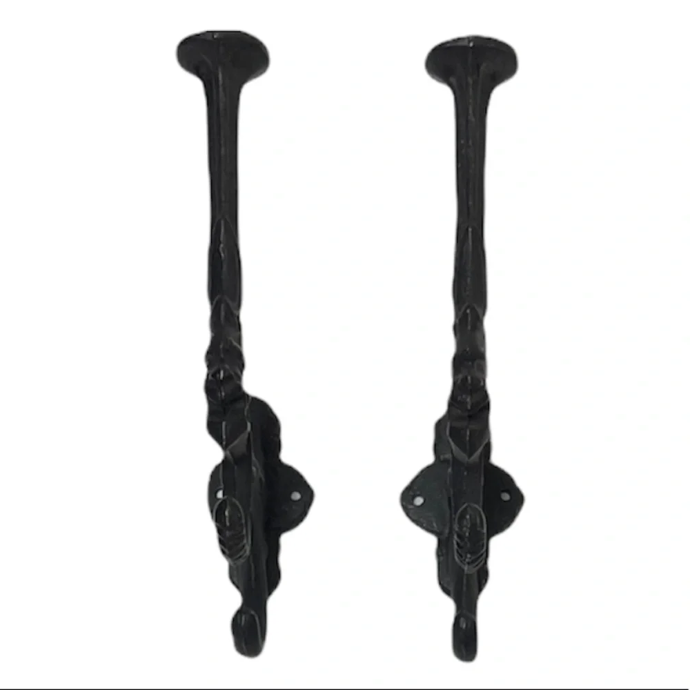 Antique Cast Iron Wall Hooks Vintage Heavy Cast Iron Rustic Ornate Scrollwork